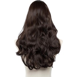 One-piece hair multi-U-shaped hair piece female fishing line wig piece invisible natural long curly hair (6#, One Size)