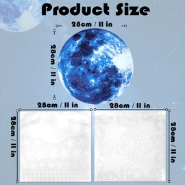 Glow in The Dark Stars for Ceiling, Moon Planet Star Stickers for Wall Decor, Glow in The Dark Star Stickers and Dots Wall Stickers Decor, Boys Room Decor and Nursery Decor, Blue(11In, 28cm)