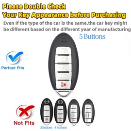 RFSRZ 2 PCS Remote Key Fob Cover Fits for Nissan Altima Armada Maxima Murano Pathfinder Rogue Infiniti JX35 Q50 Q60 QX56 QX60 QX80 5 Buttons