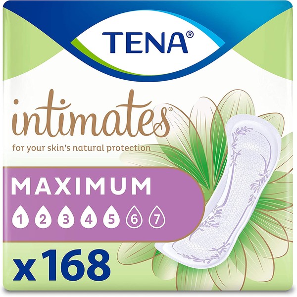 Tena Intimates Maximum Absorbency Incontinence/Bladder Control Pad, Regular Length, 168 Count