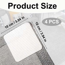 Reusable Rug Gripper Pads 4 Pack（10 * 10cm）Anti Curling Non Slip Carpet Corners for Wooden, Laminate & Tile Floors Washable, Vacuum Friendly, Strong Grip – White