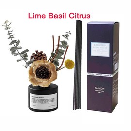 KBHOMFRA Jasmine Scent Reed Diffuser 3.38 oz(100ml)Pure  with Stick Diffuser Dried Flower Home Fragrance Scent Essential Oil Aroma Room - Scent: Lime Basil Citrus 1 pack