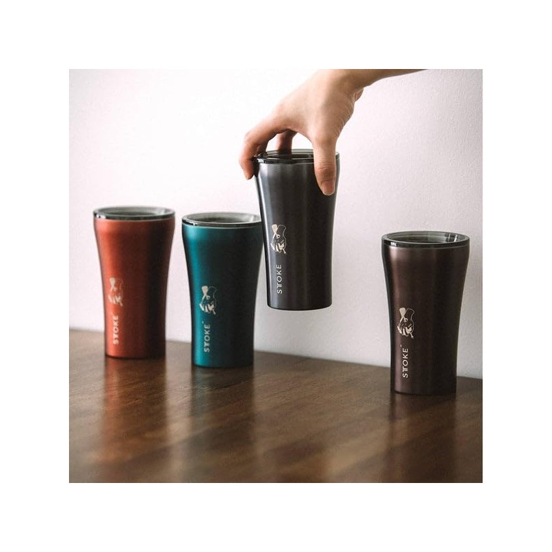 Sttoke Leakproof Ceramic Reusable Coffee Cup 12 oz, Rust Brown
