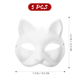 White Mask 5pcs Paper Mache Art Masks Unpainted Masquerade Masks Hand Painted Blank Paper Masks Cat Masks Fox Masks Cosplay