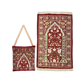 Abiyou Muslim Prayer Mat, Islamic Prayer Rug, Islamic Prayer Mat with Elegant Design Bag, Portable Foldable Prayer Rug, Ramadan Prayer Rug, Muslim Foldable Prayer Mat, for Ramadan (Red)