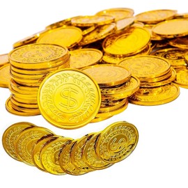 ZUJIACUN 100 PCS Plastic Pirate Coin Set - Treasure Hunt Party Essentials, Classroom Reward Gold Coins for Pirate Theme Events, Birthday Party Favors & TikTok Trending Decorative Props (3.5cm)