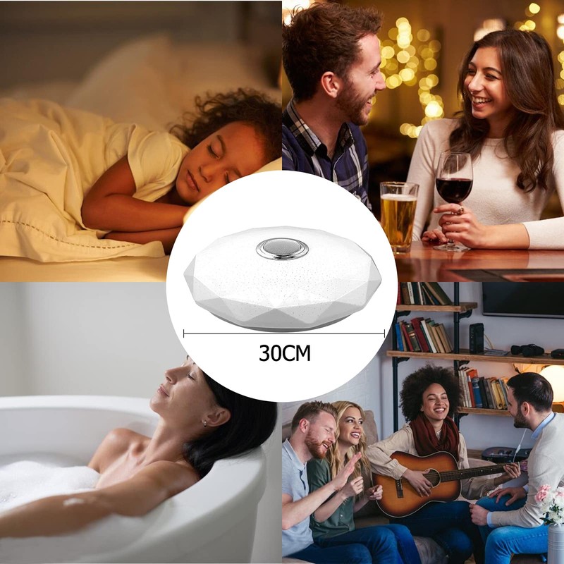 Wholede LED Ceiling Light Dimmable with Bluetooth Speaker, LED Ceiling