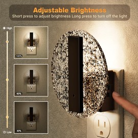 JandCase Night Light, LED Night Lights Plug into Wall, 3000K Warm White Nightlight with Dusk to Dawn Light Sensor, 0-100LM Adjustable Brightness, for Bathroom, Bedroom, Hallway, Stairs, 2 Pack