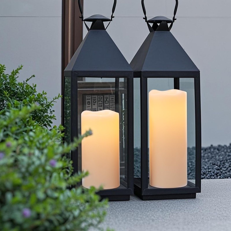 GenSwin Outdoor Candles with Remote Timer for Lanterns, 2 Pack