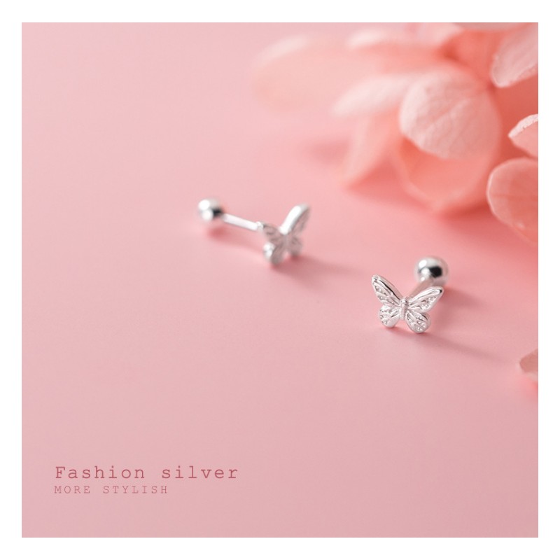 Unbranded 925 Sterling Silver Plated Lovely Tiny Butterfly Screw Back