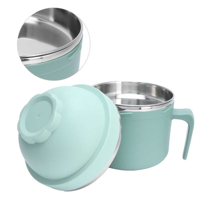 Portable Lunch Box Double Layer Thermal Noodle Bowl with Handle