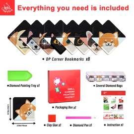 CharySim CharySim 8 Stück Diamond Painting Lesezeichen Personalisiert Daiments Painting Erwachsene Basteln Kinder mit Diamant Malerei Zubehör Bastelset Mädchen 7 8 9 10 11 12 Jahre Geschenk Katzen und Hunde