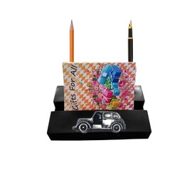 Taxi ref25 BLACK desk office tidy stores business cards pens pencil holder paper weight