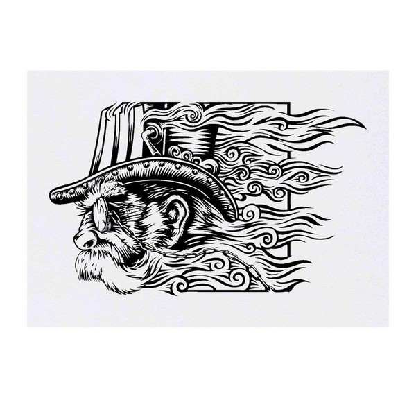 'Steampunk Head Motif' Temporary Tattoo - Water Resistant, Skin-Safe, Non-Toxic