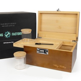 Viking Factory Bamboo Storage Decoration Box with Combination Lock Includes Tray for Home Storage Drcorative Box Set - Color: Brown