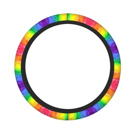 Rainbow Wash Car Steering Wheel Cover - Universal 15 inch Car Accessory for Diverse Car, Durable Protector Cover with Anti-Slip Lining, for Women Man Fit SUV,Van,Truck Interior Accessories
