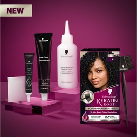 Schwarzkopf Keratin Color Root Permanent Hair Color Kit, Black, 1 Application - Salon Inspired Permanent Hair Dye, for up to 80% Less Breakage vs Untreated Hair and up to 100% Gray Coverage