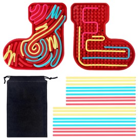 Albiuev Christmas Sensory Activity Board, Silicone Fidget Toy for for Stress Relief, Anxiety, ADHD, Christmas Sock Sensory Toys with 18 Strings, Chirstmas Prizes Stocking Stuffers Gifts for Kids 3+