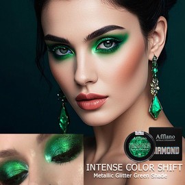 Afflano Green Glitter Eyeshadow, Green Glitter Eyeshadow, Diamond Green Shimmering Eyeshadow, Diamond Green Shimmering, Highly Pigmented, Colour Release
