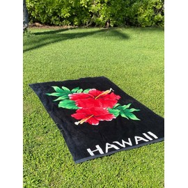 Red Hibiscus Towel, 2 Sizes - Size: Jumbo