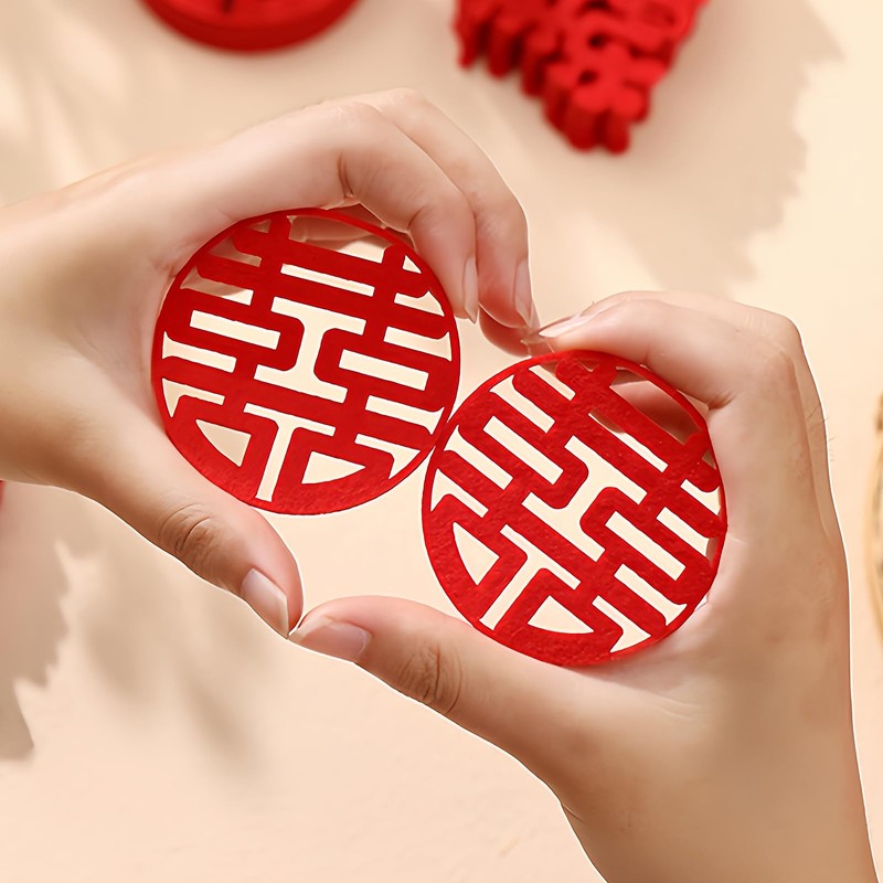 HannaFires 30PCS Traditional Round Mini Double Happiness Wedding Decorations -
