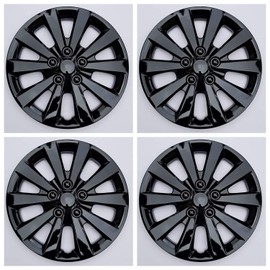 New Wheel Covers Hubcaps Fits 2013-2019 Nissan Sentra; 16 Inch; 10 Spoke; Gloss Black; Plastic; Set of 4; Spring Steel Clip; This is not a Bolt-on hubcap