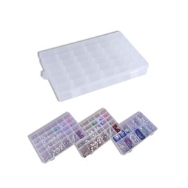 Beaded Storage Container with 36 Compartments, Plastic Organizer Box, 11 x 6.8 x 1.6 inch, Highly Transparent Adjustable Storage Box, Container, Home Organizer for