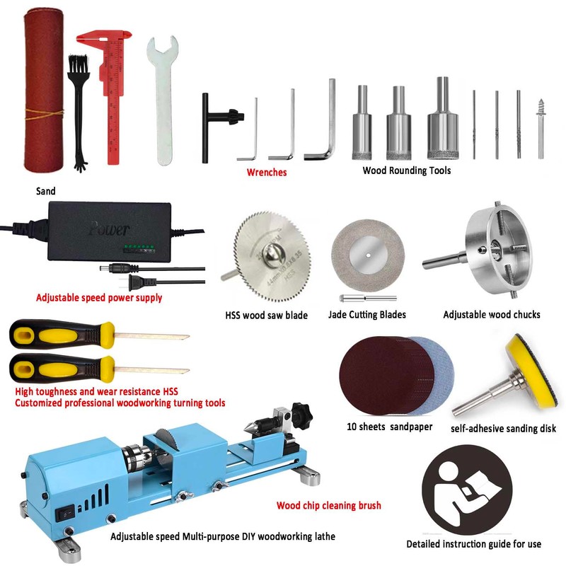 Wood Lathe Mini Lathe Machine Multi-Purpose Type Lathe Milling Cutting