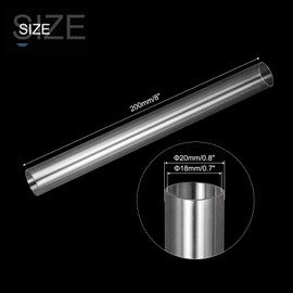sourcing map Clear Storage Tube 18x20mm Small Plastic Round Tubing with Caps Rigid Bottle Container 200mm/8 Inch for Item Stored