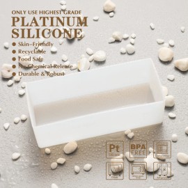 B0266 Nicole Tall and Thin Silicone Liners for Soap With Wooden Box DIY Silicone Loaf Soap Moldscolor: White, size: W7.4*L18.6*H6cm