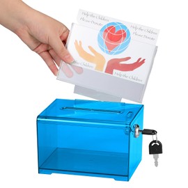 Adir Suggestion Box with Slot and Lock – Acrylic Donation Box for Fundraising, Drawing Box for Raffle, Funraiser Box, Tip Box with Lock - 6.25x4.5x 4 Inches voting box with slot and Sign Holder