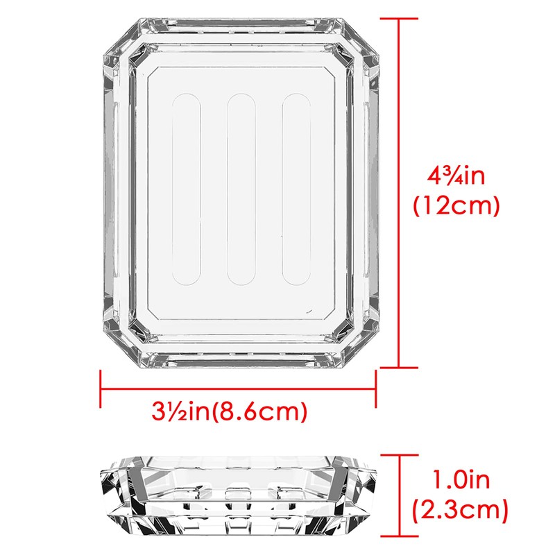 Linkidea 2 Pack Rectangle Glass Soap Dish, Bar Soap Sponge