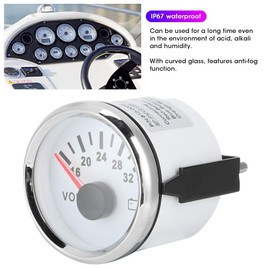Voltmeter, Universal Voltmeter with Red Backlight 52mm 2in Gauge for 18-32V Boat Car Truck Motorcycle ATV Accessory