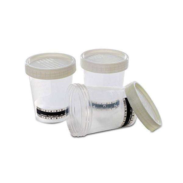 40 x Urine Specimen Cups with Lids and Temperature Strip