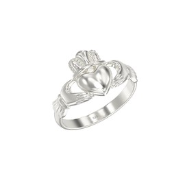 925 Sterling Silver Celtic Irish Claddagh Ring Celtic Irish Love Friendship Loyalty Ring for Women Sizes J to R, Sterling Silver