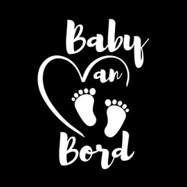 Bratikishop Baby on Board Car Sticker, 16 x 12 cm, Weatherproof, UV Resistant, Black, Vinyl, Animal Print, Outdoor, Baby on Board Sticker