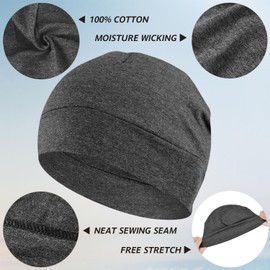 Headshion Cotton Skull Caps for Men Women,4-Pack Lightweight Beanie Sleep Hats Breathable Helmet Liner