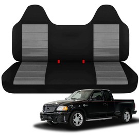 SAPUBK Custom-Fit Front Bench Seat Cover with Molded Headrests Replace for 1999-2004 Ford F-150 Pickup Seats, Knitted Fabric Composite Soft Foam Lining Airmesh Breathable Seat Cover