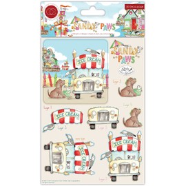 Craft Consortium Sandy Paws 3D Decoupage Set - 10 Sheets, 5 Designs, White Cardstock