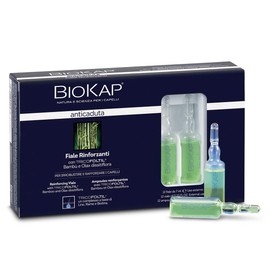 BIOKAP Strengthening ampoules 12 x 7 ml Anti-Hair Loss Intensive Use 99% Natural Ingredients Strengthens & Strengthens Hair Organic Bamboo Olax Dissitiflora Oil - Flax Seeds Copper Biotin
