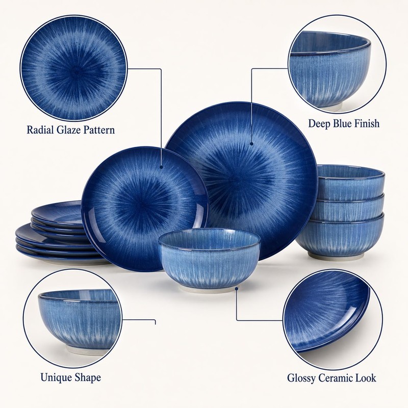 Sweejar Ceramic Dinnerware Service of 4,12 pcs Plate and Bowls