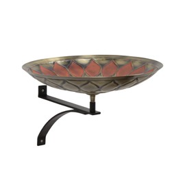 Achla Designs African Sunflower Red Birdbath with Wall Mount Bracket