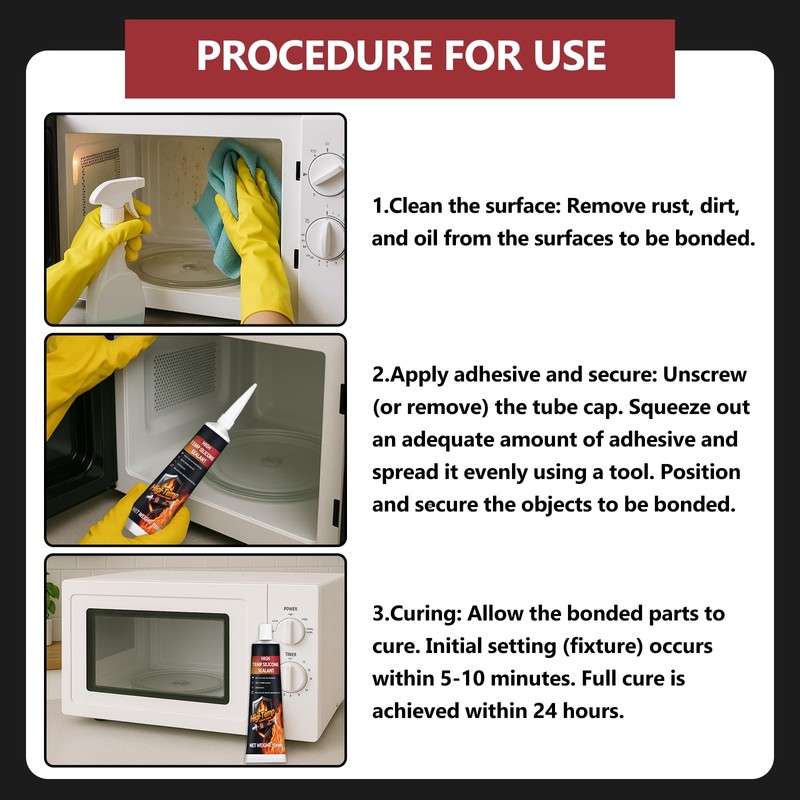 Heat Resistant Sealant for Oven and Microwave, -60°C to 300°C