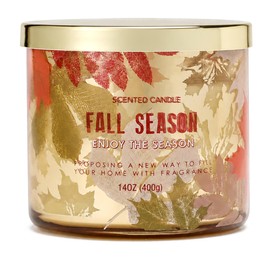 Fall Candle,Autumn Leaves Scented Candle,Large 3 Wicks,Fall Gift Decor,14oz