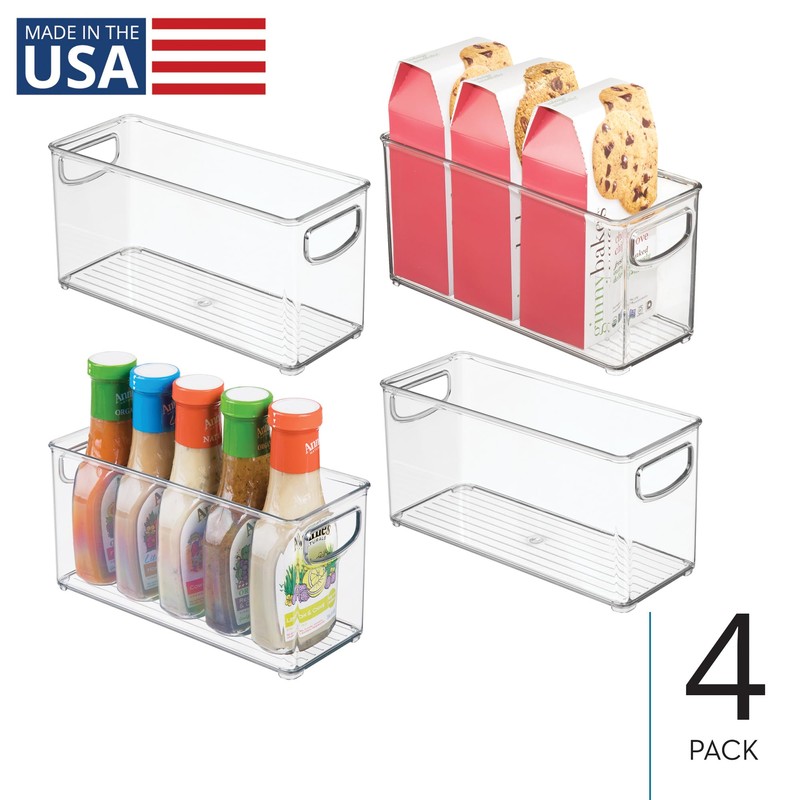 iDesign Stackable Pantry Bins with Handles for Cabinets or Fridge,