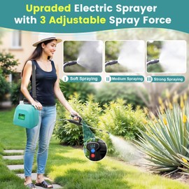 Battery Powered Sprayer 1.35 Gallon, 2025 Electric Garden Sprayer with 3 Adjustable Speeds, 4 Mist Nozzles, Rechargeable Handle, Retractable Wand with Adjustable Shoulder Strap for Weed Lawn(Blue)