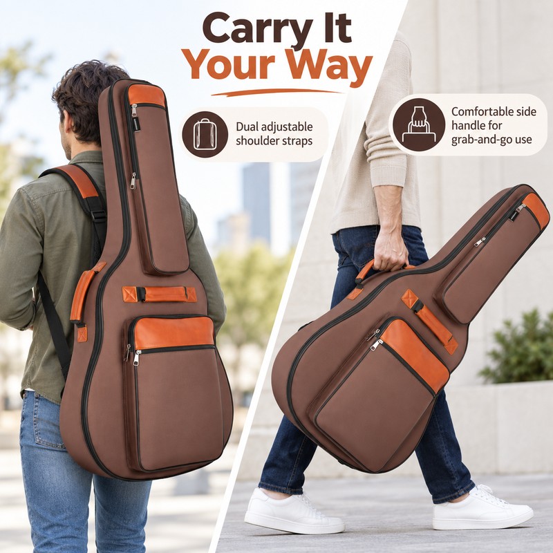 Acoustic Guitar Gig Bag for Travel – Padded Water-Resistant Carry