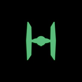 Star Inspired Movie Character Space Tie Fighter Style 2 Glow in The Dark Sticker Decal for Phone Tablet Laptop Car Truck Window | 2" Sticker | Green