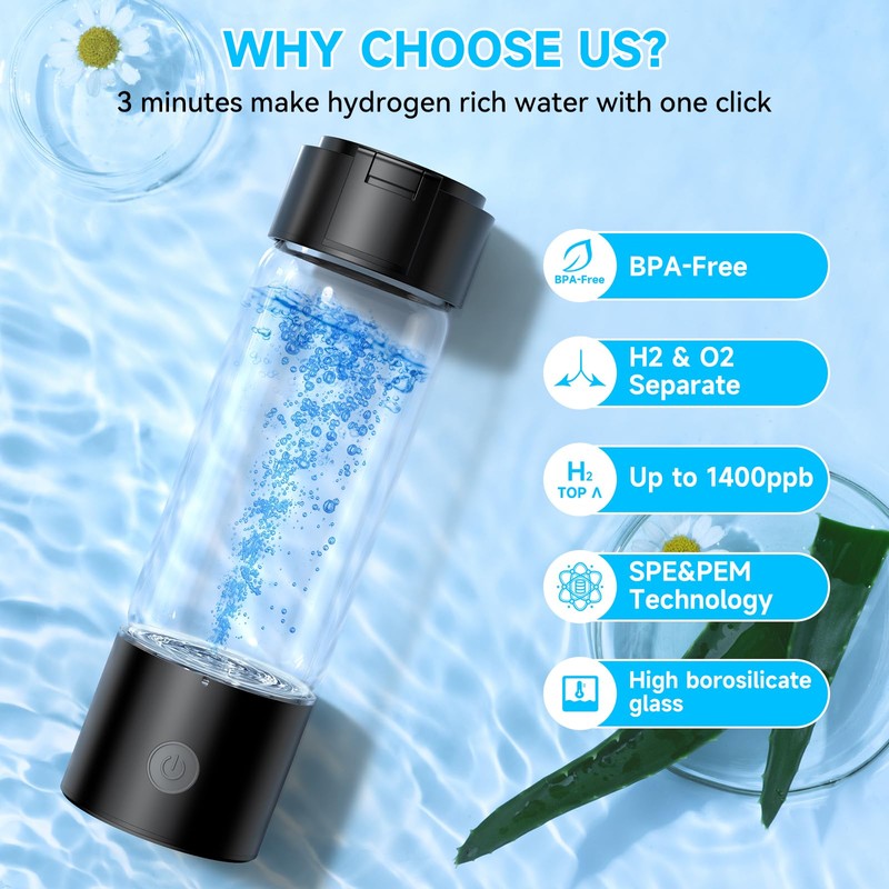 Hydrogen Water Bottle New, Portable Hydrogen Water Bottle Generator with