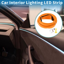 A ABSOPRO 4m EL Wire Cable LED Glow String Light Car Interior Lighting Strip Flexible Neon Light for Car Decoration Wiring Driver(12v) Yellow